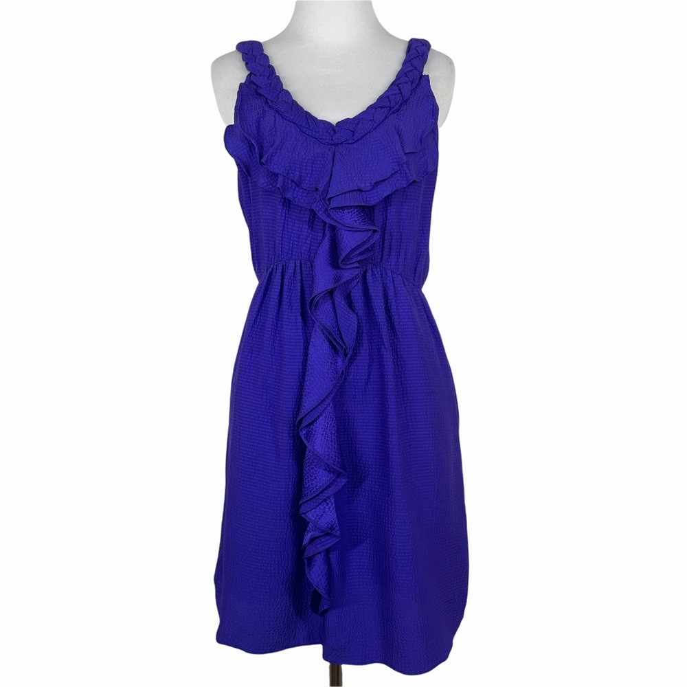 Rebecca Taylor 100% silk Violet ruffle dress 0